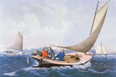 Kék halak trollkodása Maine partjainál alkotó: Currier and Ives