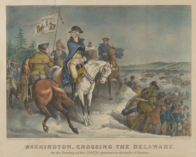 Washington átkelt a Delaware-en 1776. december 25-én este, a trentoni csatát megelőzően alkotó: Currier and Ives