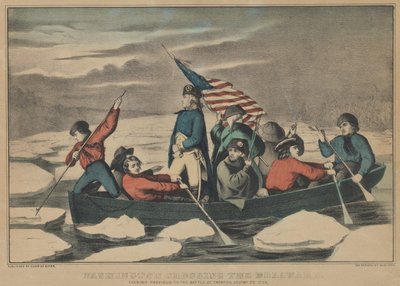 Washington átkelt a Delaware-en a trentoni csatát megelőző estén, 1776. december 5. alkotó: Currier and Ives