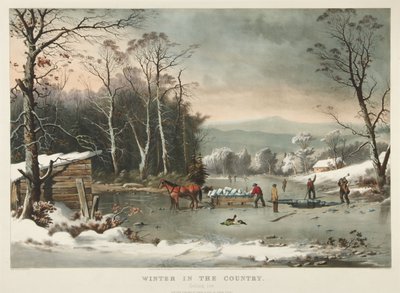 Tél a vidéken, jegesedés alkotó: Currier and Ives