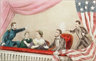 Abraham Lincoln meggyilkolása alkotó: N. and Ives, J.M. Currier