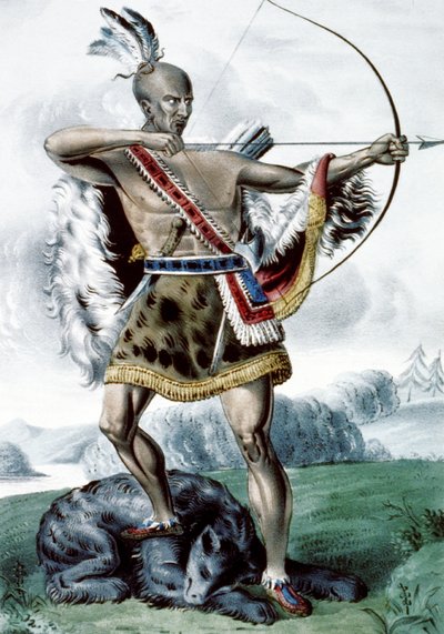 Indian Hunter, 1845 alkotó: N. and Ives, J.M. Currier