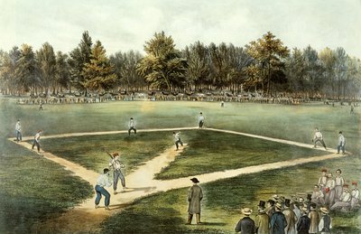 The American National Game of Baseball - Grand Match at Elysian Fields, Hoboken, NJ, 1866 (lásd 32902) alkotó: N. and Ives, J.M. Currier