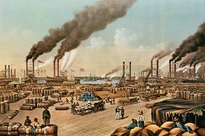 The Levee – New Orleans, 1884 alkotó: N. and Ives, J.M. Currier