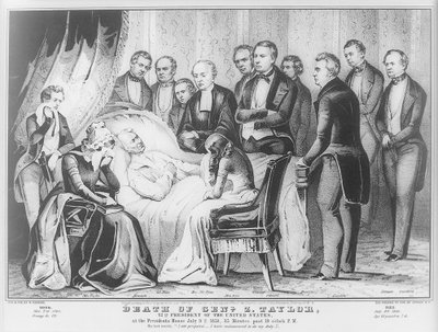 Zachary Taylor halálos ágyán a Fehér Házban, 1850 alkotó: N. and Ives, J.M. Currier