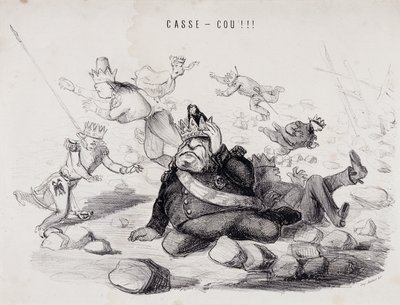 Dareneck!!! (Nyaktörés). Gabriel Aubert litográfiája, párizsi nyomdász, a „La Caricature” című újság kiadója alkotó: Nadar