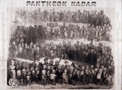 A Pantheon Nadar a 19. század nagy történelmi személyiségeit (szellemi és politikai személyiségeket) képviseli alkotó: Nadar