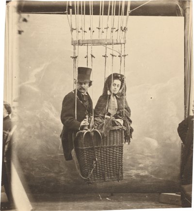 Önarckép Ernestine feleségével ballonos felvonóban, c. 1865, nyomtatott c. 1890. alkotó: Nadar