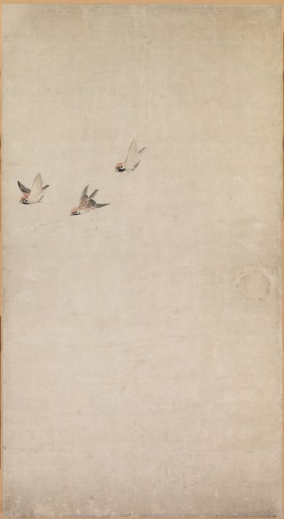 Kölyökkutyák, verebek és krizantémok, 1754-1799. alkotó: Nagasawa Rosetsu