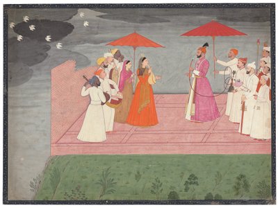 Zenészek ragát játszanak Balwant Dev Singhnek az esős évszakban, 1745-50 körül alkotó: Nainsukh