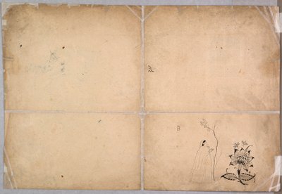 Két elefánt harcol egy udvaron Muhammad Shah előtt, c. 1730-40. alkotó: Nainsukh