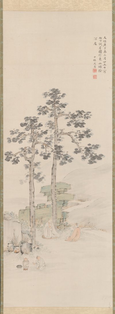Tea mintavétel a Wu fák alatt, 1840. alkotó: Nakabayashi Chikuto