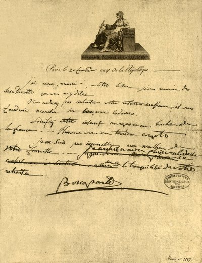 Napóleon Bonaparte első konzul levele Provence grófjához, 1800. szeptember 6-án, 1921. alkotó: Napoleon Bonaparte I