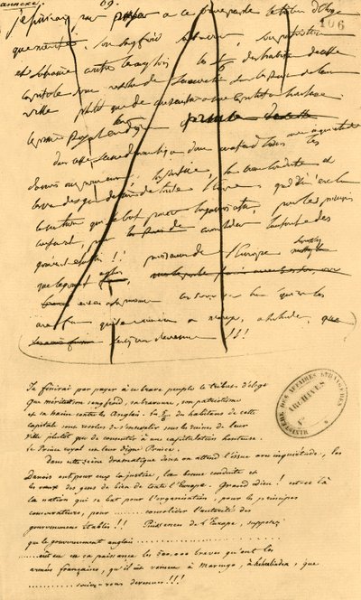 Szövegvázlat a Le Moniteur Universelben, 1801. április 16-án, 1921. alkotó: Napoleon Bonaparte I
