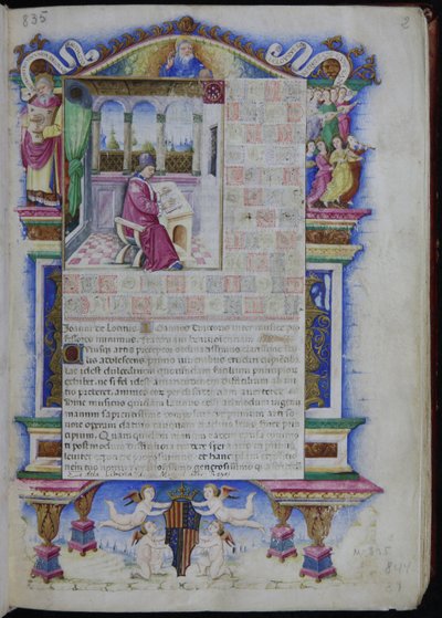 Johannes Tinctoris portréja az Opus musicesből Joannis Tinctoris, 1483 alkotó: Nardo Rapicano