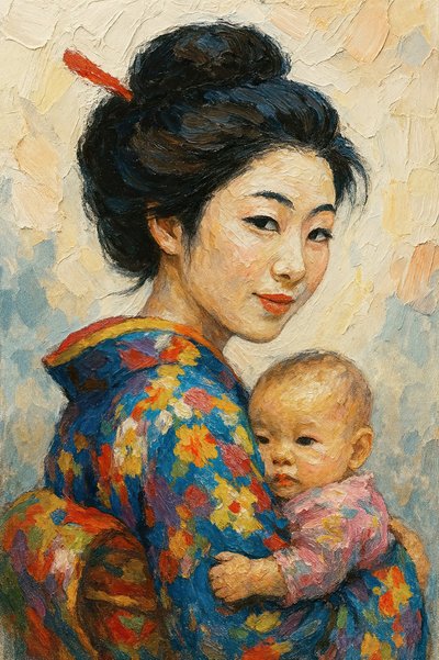 Japán anya és gyermek alkotó: Natalie Bruns