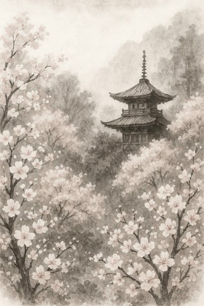 Japán pagoda-cseresznye virágai alkotó: Natalie Bruns