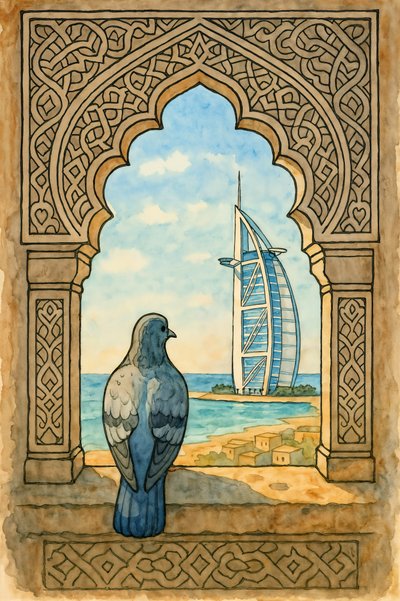 Pigeon kilátás Dubajra alkotó: Natalie Bruns