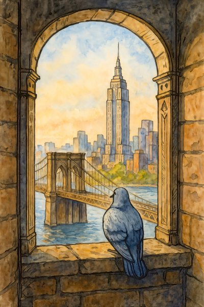 Pigeon New York-i kilátása alkotó: Natalie Bruns