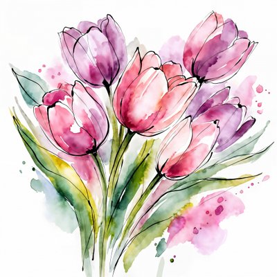 Akvarell tulipáncsokor alkotó: Natalie Bruns