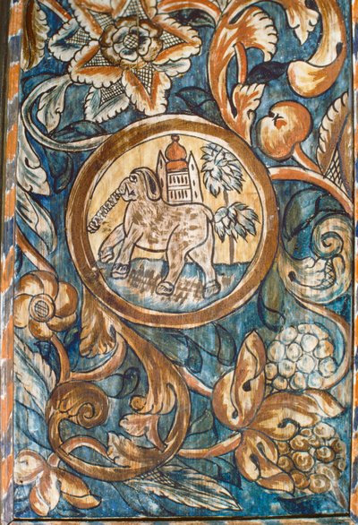 Festmény egy elefánt, amely a templomot egy 18. századi vidéki zsinagóga pai... alkotó: Nathan Benn