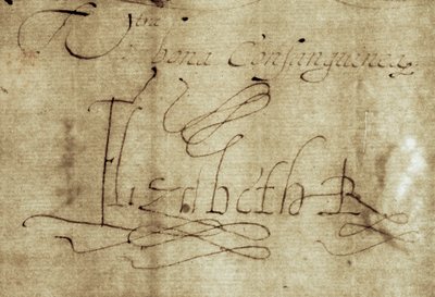 Aláírás Elizabeth R I. Erzsébet királynő részére alkotó: Nathan Benn