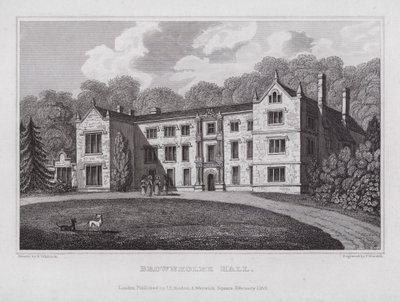 Brownholme Hall (metszet) alkotó: Nathaniel (after) Whittock