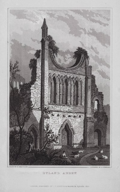 Byland Abbey (metszet) alkotó: Nathaniel (after) Whittock
