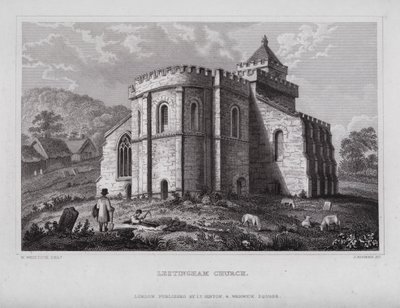 Lestingham templom (metszet) alkotó: Nathaniel (after) Whittock