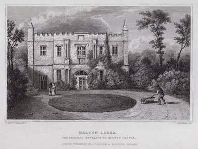 Malton Lodge, a Malton kastély eredeti bejárata (metszet) alkotó: Nathaniel (after) Whittock