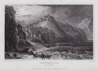 Robin Hoods Bay, Whitby közelében (metszet) alkotó: Nathaniel (after) Whittock