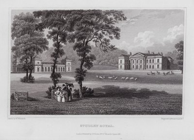 Studley Royal (metszet) alkotó: Nathaniel (after) Whittock