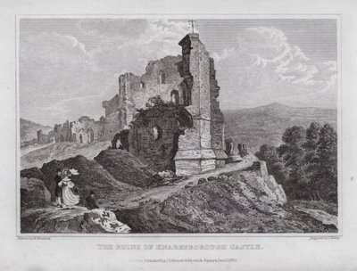 A Knaresborough-kastély romjai (metszet) alkotó: Nathaniel (after) Whittock