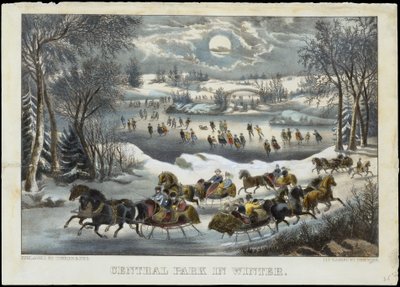 Central Park in Winter, 1877-94., 1877-94. Alkotók: Nathaniel Currier, James Merritt Ives, Currier és Ives. alkotó: Currier and Ives