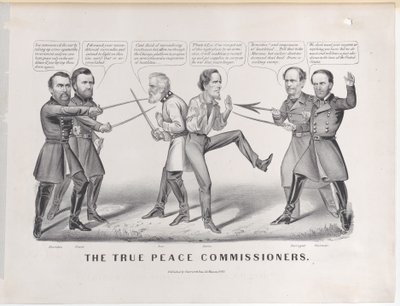 The True Peace Commissioners, 1865., 1865. Alkotók: Nathaniel Currier, James Merritt Ives, Currier és Ives. alkotó: Currier and Ives