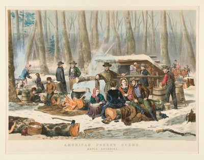 Amerikai erdei jelenet, Maple Sugaring alkotó: Nathaniel Currier
