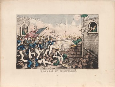 Monterey-i csata / Az amerikaiak a főtér felé igyekeznek, 1846. szeptember 23. alkotó: Nathaniel Currier