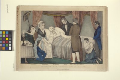 Washington halála (kézzel színezett litográfia) alkotó: Nathaniel Currier