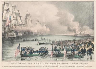 Az amerikai erők partraszállása Genl. Scott: Vera Cruznál 1847. március 9 alkotó: Nathaniel Currier