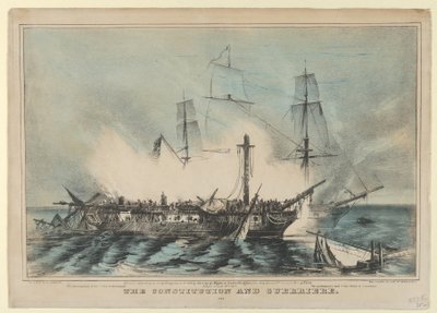 Az alkotmány és a Guerriere-harc 1812. augusztus 19. – A Guerriere 15 embert ölt meg..., 1848. alkotó: Nathaniel Currier