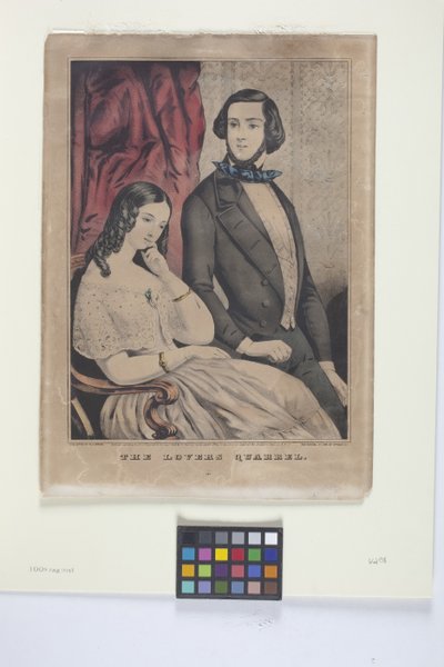 A szerető veszekedése (kézzel színezett litográfia) alkotó: Nathaniel Currier