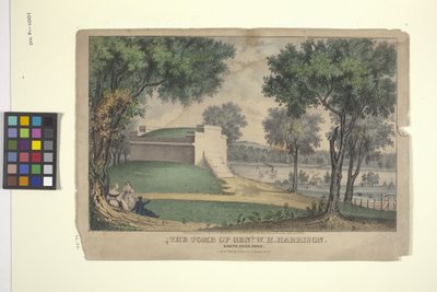 Genl sírja. W. H. Harrison (kézzel színezett litográfia) alkotó: Nathaniel Currier