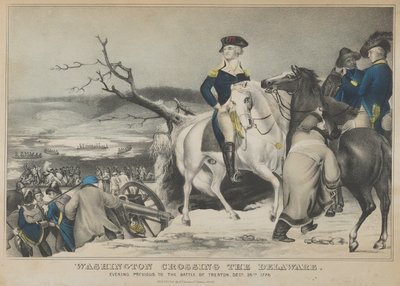 Washington átkelés a Delaware-en – a trentoni csatát megelőző este, 1847. december 25. alkotó: Nathaniel Currier