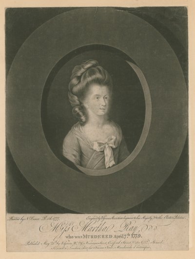 Martha Ray énekesnő, akit 1779. április 7-én James Hackman katona meggyilkolt (metszet). alkotó: Nathaniel Dance