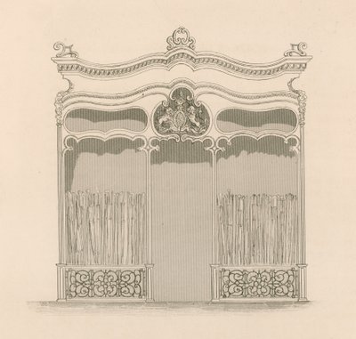 XIV. Lajos francia stílusú üzletek Sangster uraknak, esernyő- és pálcikakereskedőknek, Regent Street, London alkotó: Nathaniel Whittock