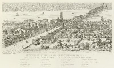 Southwark és London Bridge, ahogyan 1546 körül megjelentek alkotó: Nathaniel Whittock