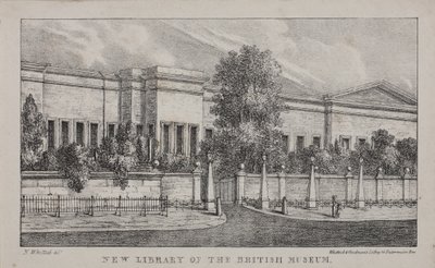Kilátás a British Museum új könyvtárára, 1830 körül (litho) alkotó: Nathaniel Whittock