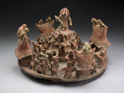 Rituális központot ábrázoló modell, i.sz. 100-800 (kerámia és pigment) alkotó: Nayarit Culture