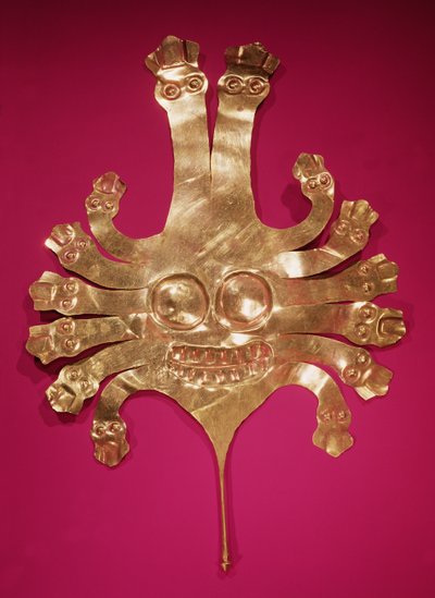 Medúza fej, Peruból (arany) alkotó: Nazca Culture