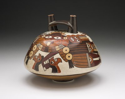 Egy álarcos harcost ábrázoló hajó trófeafejekkel, i.e. 180-i.sz. 500 alkotó: Nazca Culture